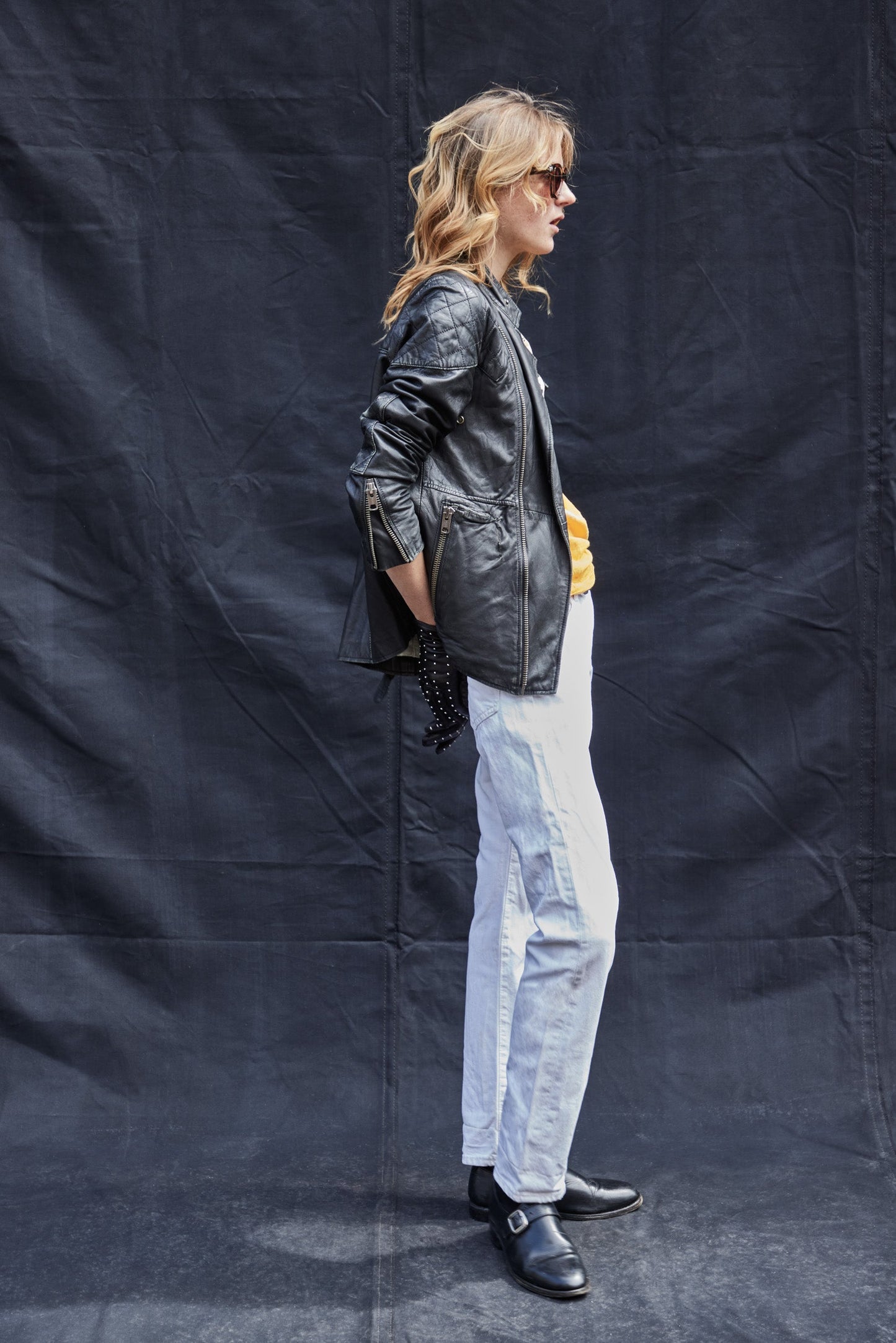 Vintage Lambs Leather Biker Jacket in Black
