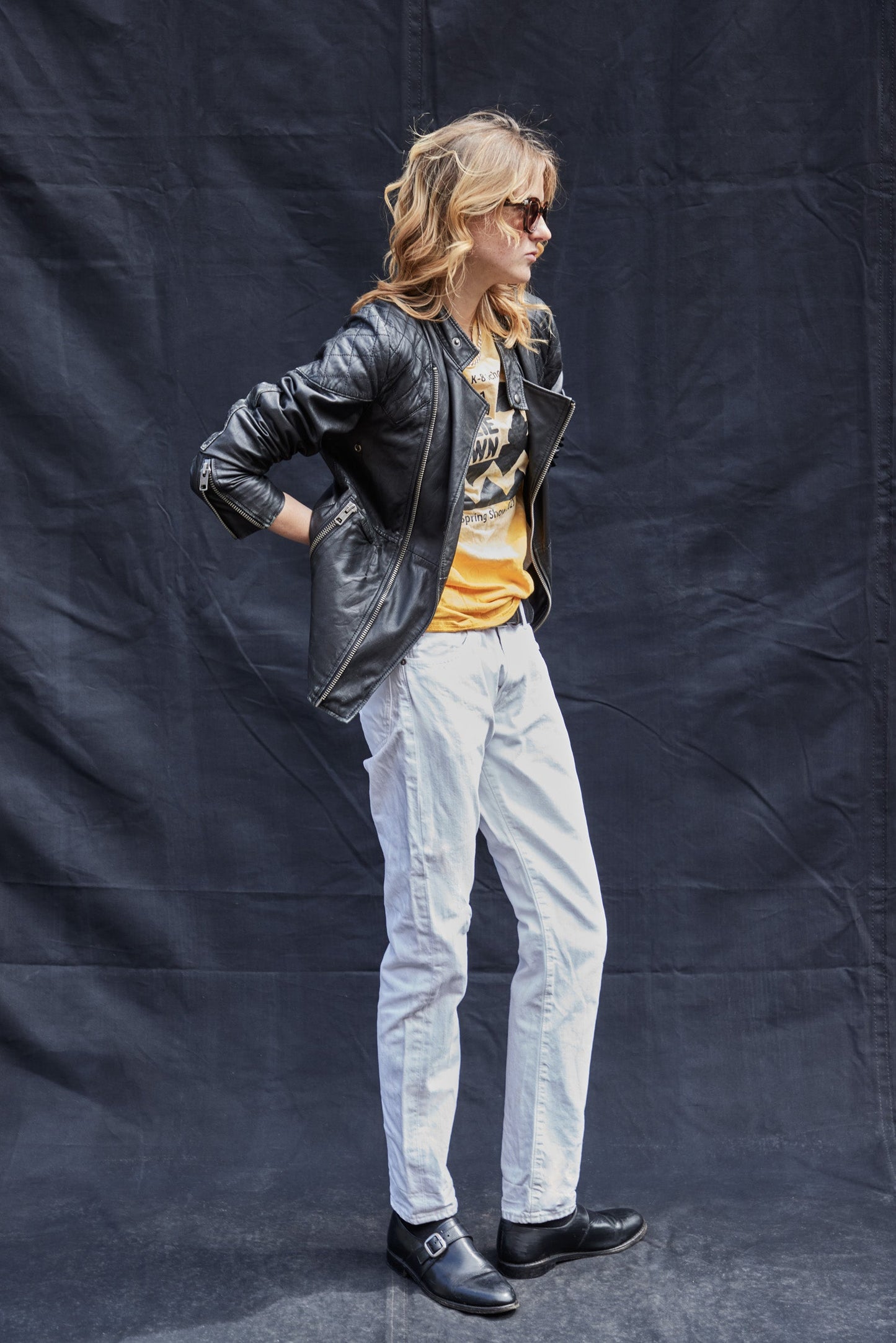 Vintage Lambs Leather Biker Jacket in Black