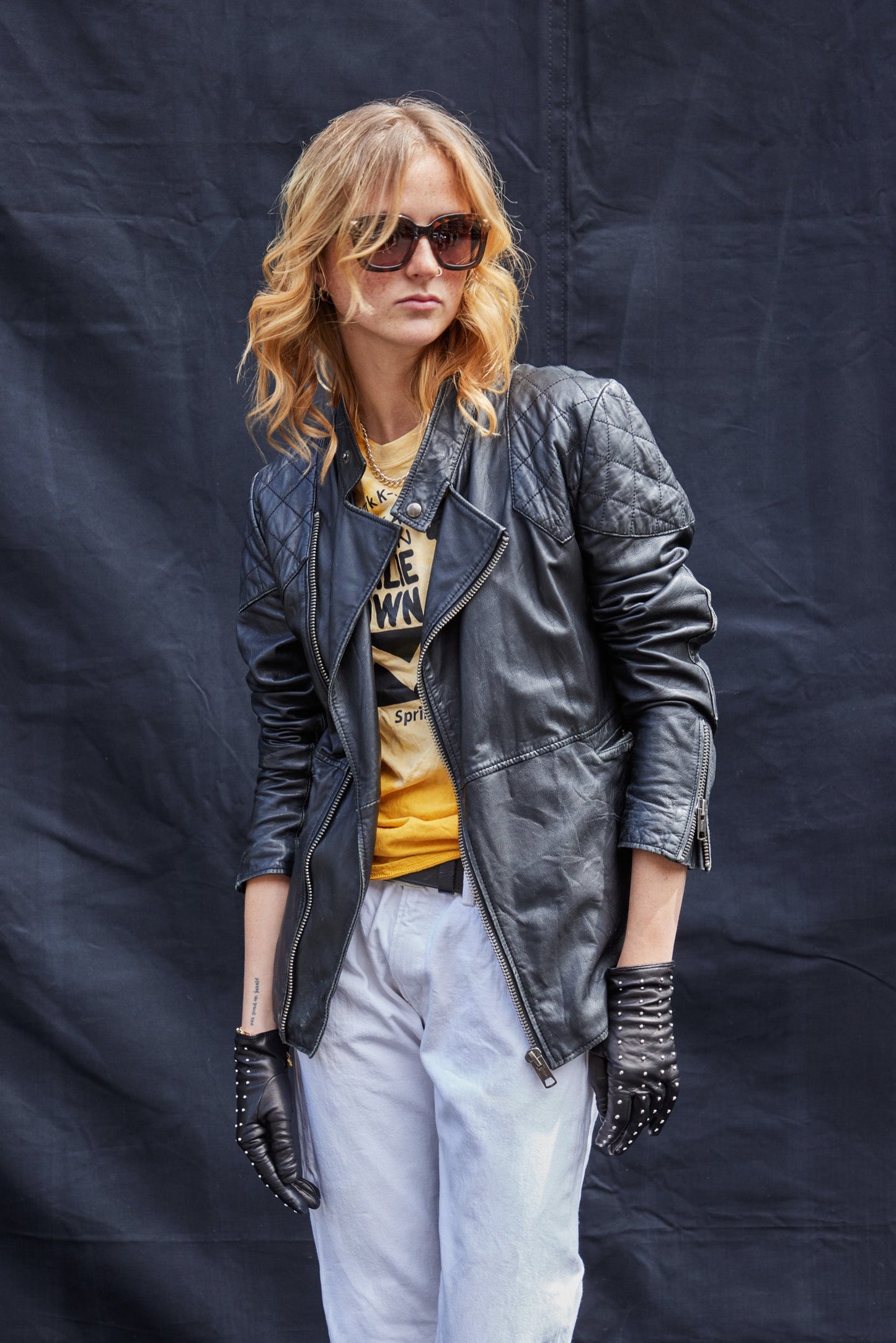 Vintage Lambs Leather Biker Jacket in Black
