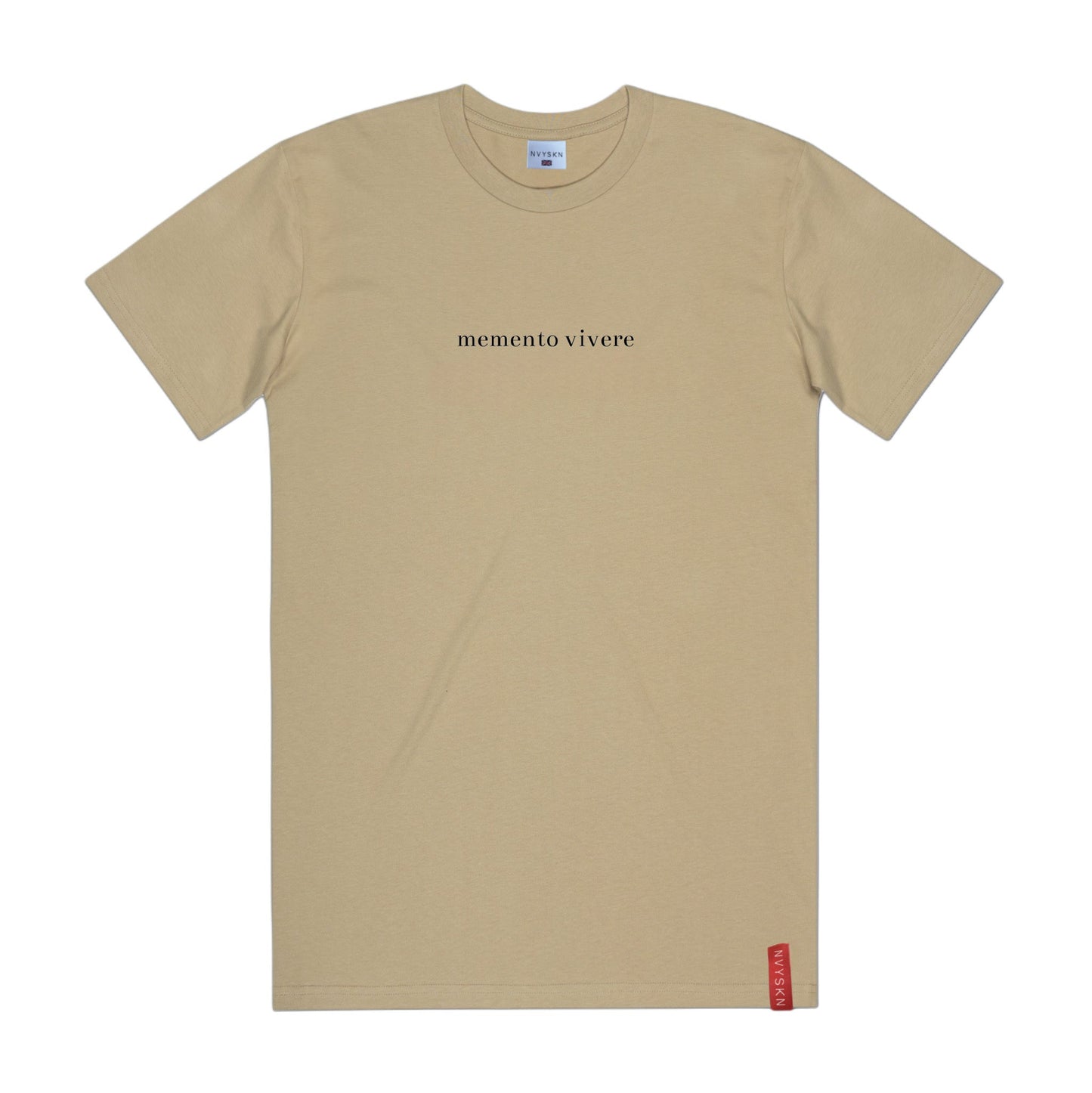 NVYSKN Mens Cotton Latin Design T Shirt “Memento Vivere”