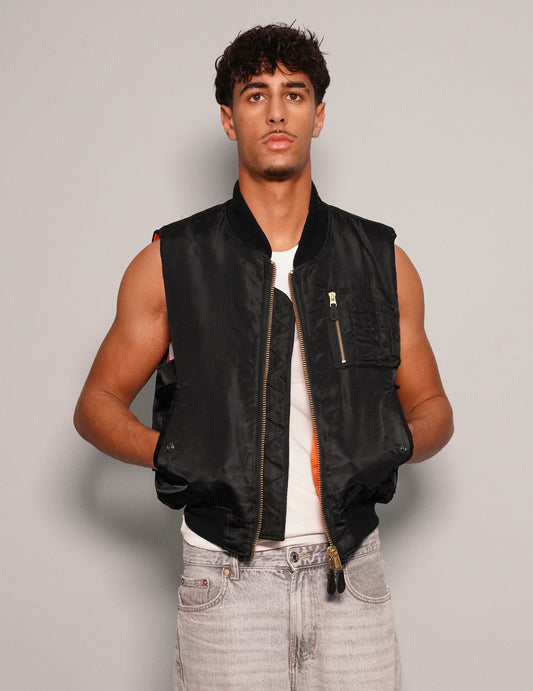 'Saint' Bomber Gilet in Black