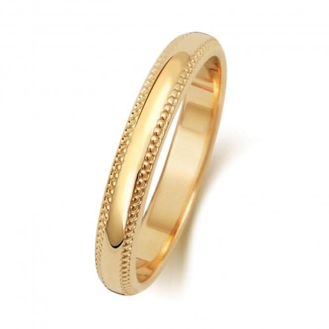 Wedding Band 18K D Shape Millgrain 3 mm-1.15 Wedding Ring WQ183M