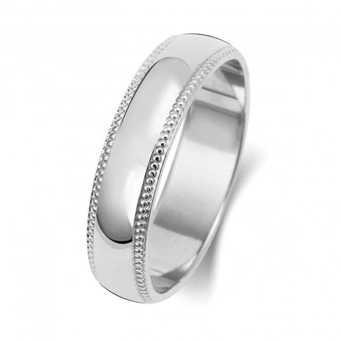 Wedding Band 18K D Shape Millgrain 4 mm-1.2 Wedding Ring WQ185WL