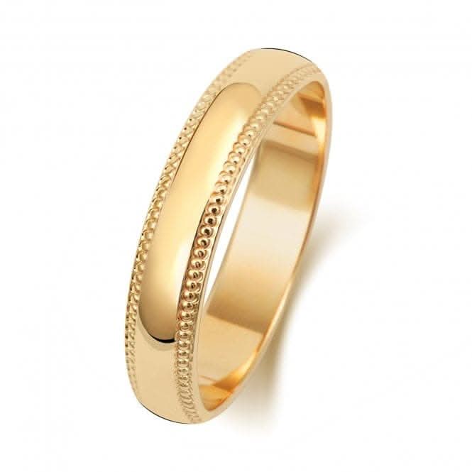 Wedding Band 18K D Shape Millgrain 4mm-1.75 Wedding Ring WQ184H