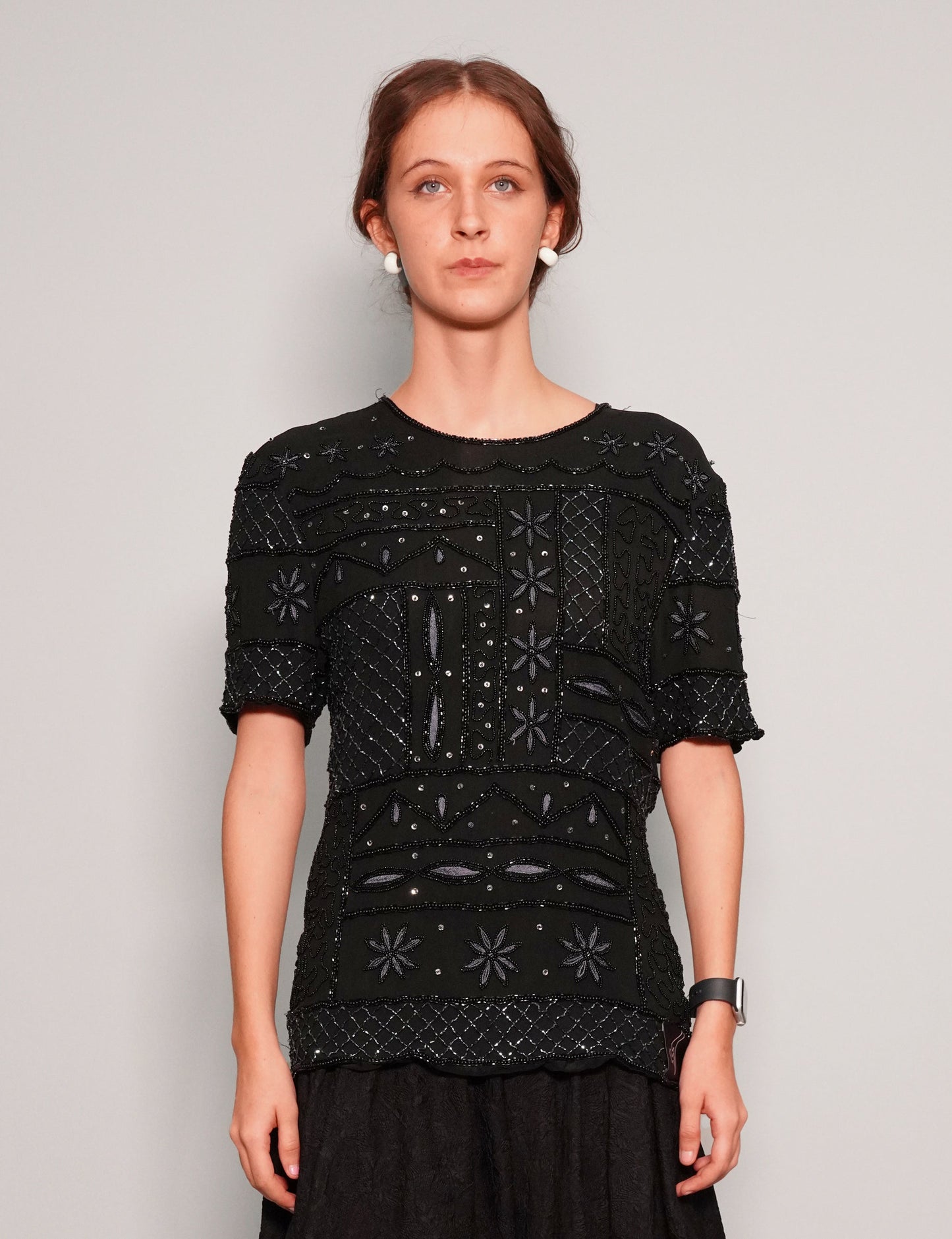 Vintage Black Sequinned Top