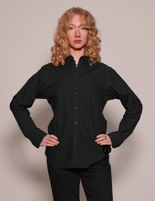 Party Back Shirt - Gold Lines Sequin - Black Cotton