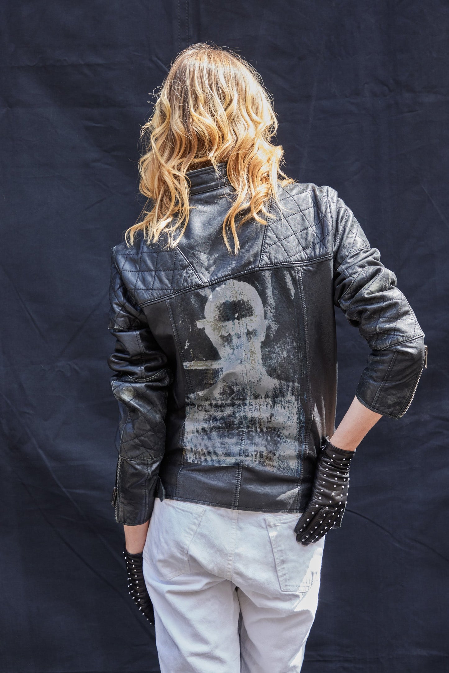 Vintage Lambs Leather Biker Jacket in Black