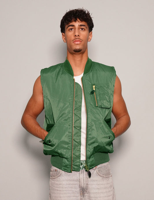 'Saint' Bomber Gilet in Green