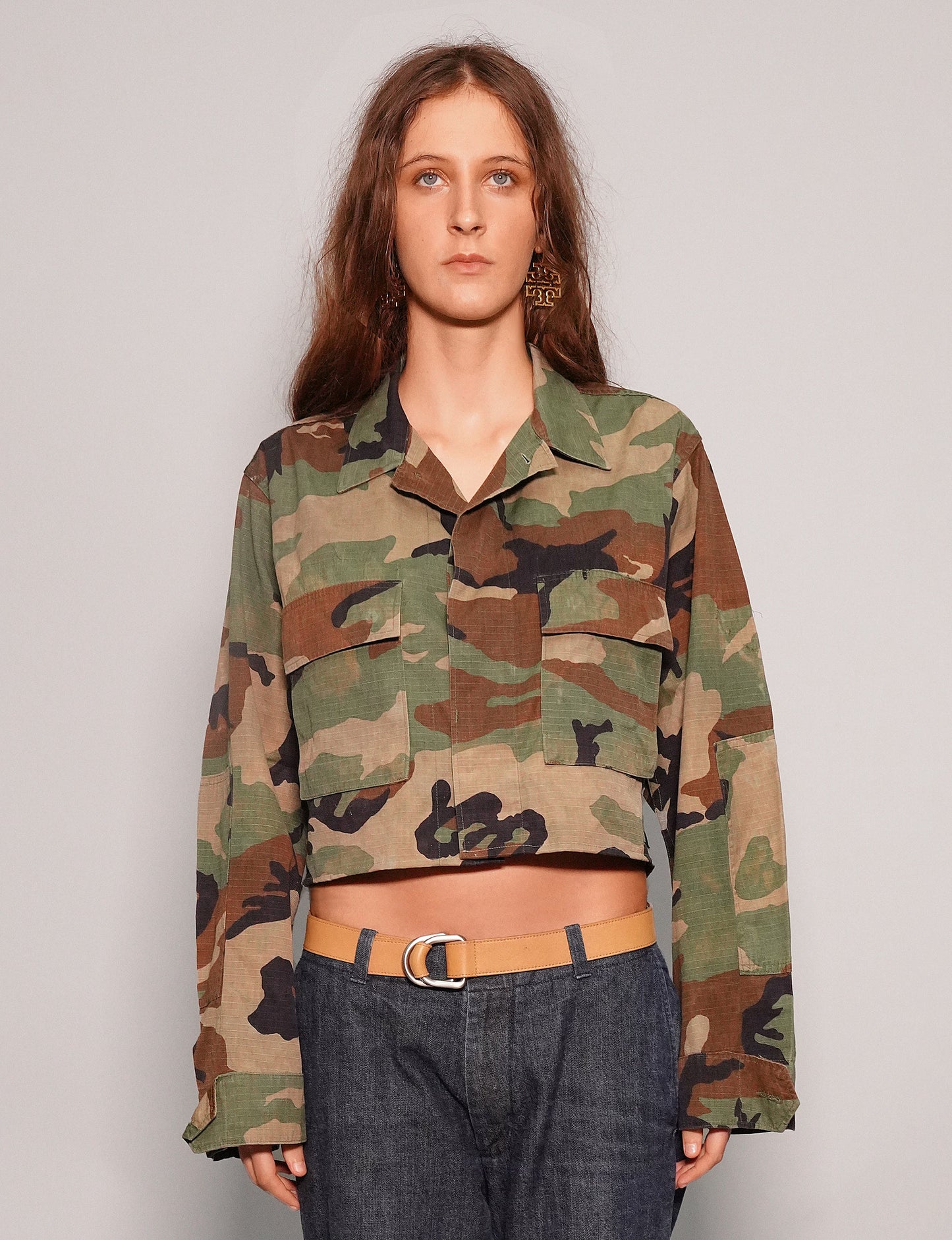 Cropped Party Back Shirt - Black Sequin - Camo
