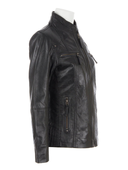 OBFQ Women's Biker Jacket - Black