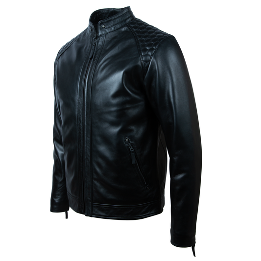 K0B4 Men’s Hex Honeycomb Biker Jacket - Black