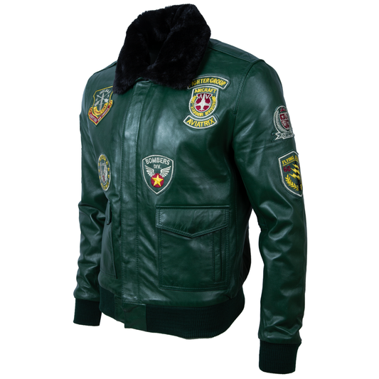 JWR3 Men's Aviator Bomber Jacket - Green