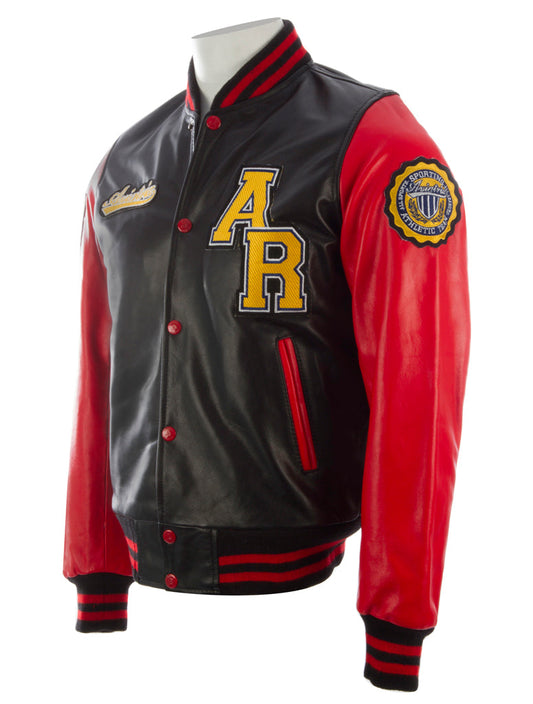 VZH7 Men's Varsity Jacket - Black/Red