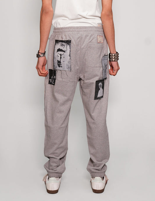 Multi-Patch Jogger Pants in Grey