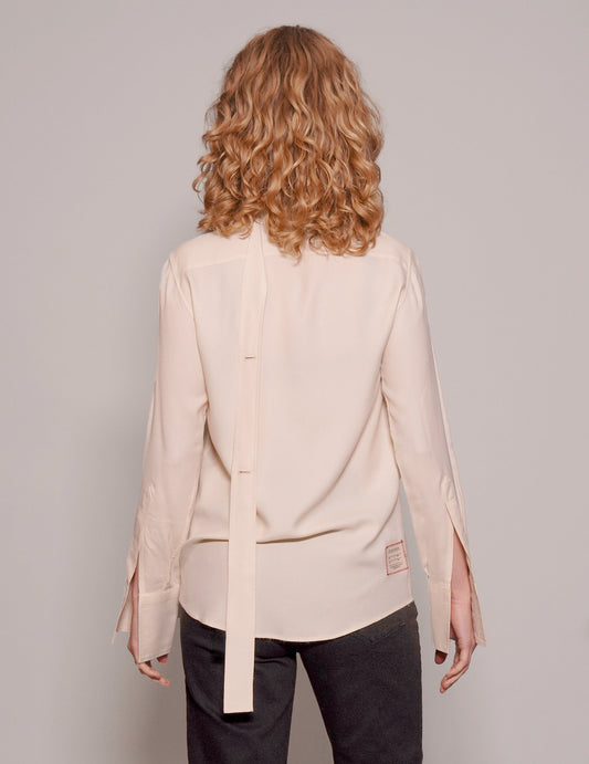 Vintage Neck Tie Blouse in Cream