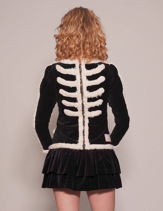 Vivetta Black Velvet Dress with Fur Trim