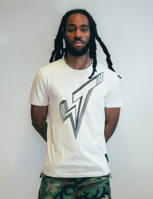 Ecru T-Shirt with Black Lined Logo (Free)