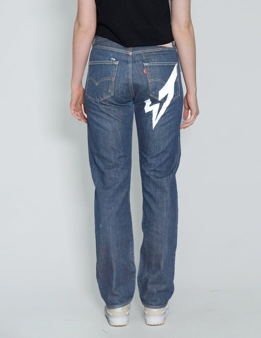 'Love Will Tear Us Apart' Jeans in Blue