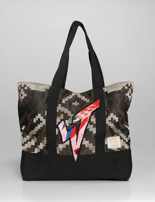 ST Tote Bag - Geometric Cotton Jacquard in Brown