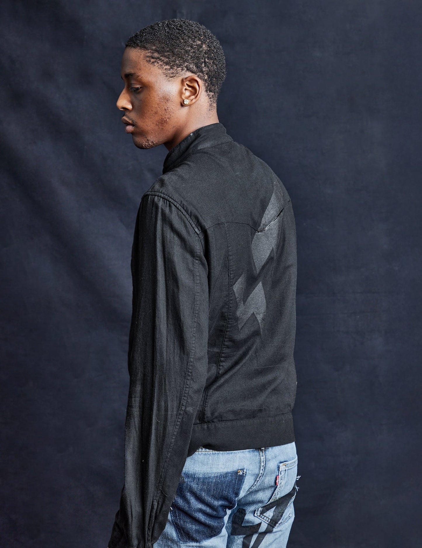 Black 0044 Double Breasted Biker Jacket in Black