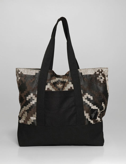 ST Tote Bag - Geometric Cotton Jacquard in Brown