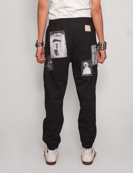 Multi-Patch Jogger Pants in Black