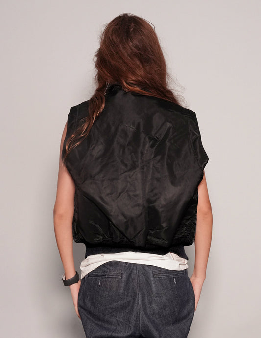 Light Weight Collared Bomber Gilet in Black