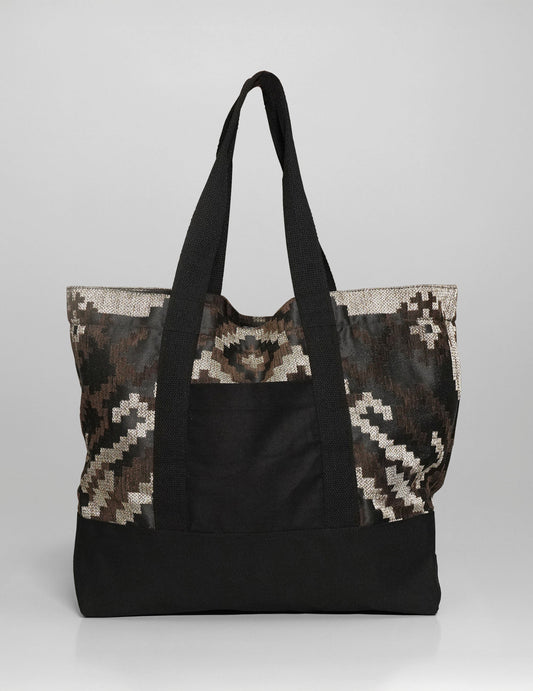 ST Holdall Bag - Geometric Cotton Jacquard in Brown