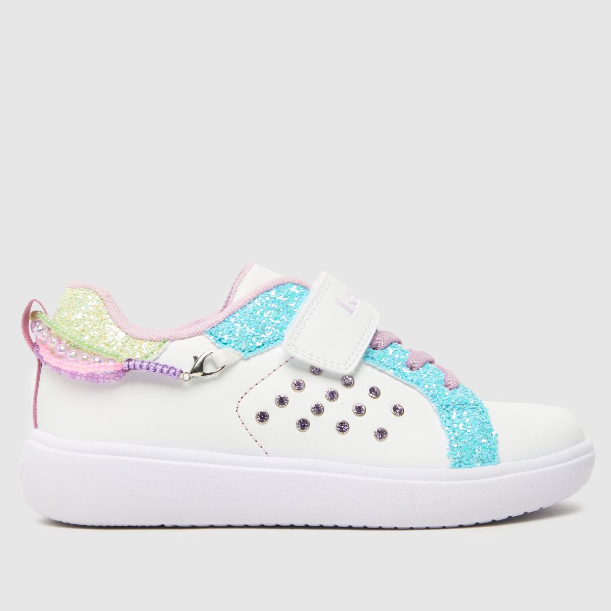 Lelli Kelly Gioiello Scarpa Girls White Multi Coloured Charm Bracelet Trainers