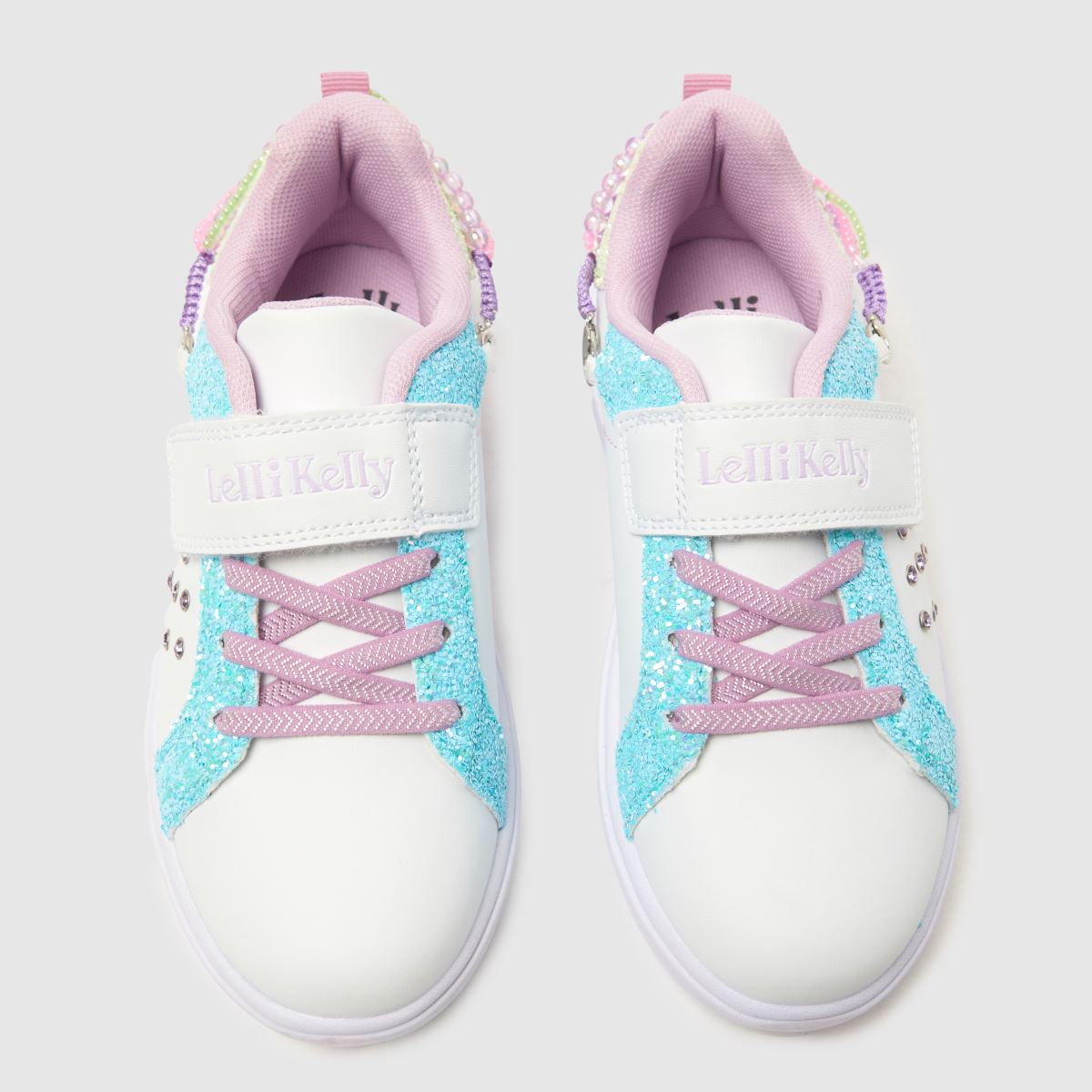 Lelli Kelly Gioiello Scarpa Girls White Multi Coloured Charm Bracelet Trainers