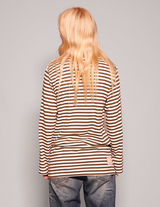 Vintage Naval Long Sleeve T-Shirt in Khaki Stripe