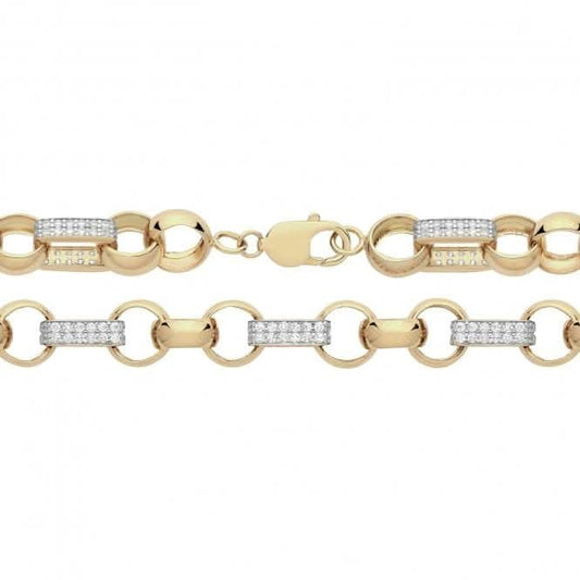 9CT Yellow Gold Figaro Belcher Necklace CH466