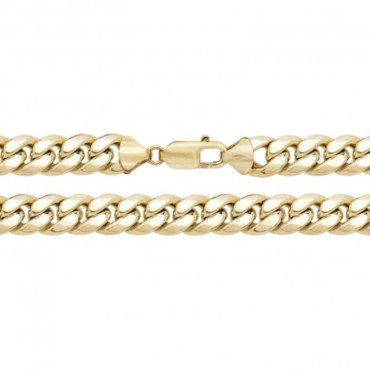 9CT Yellow Gold Semi Solid Cuban Curb Chain CH494