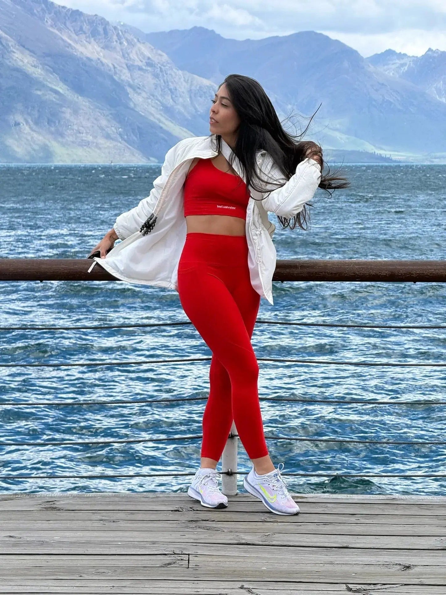 Active Red Leggings with Pockets