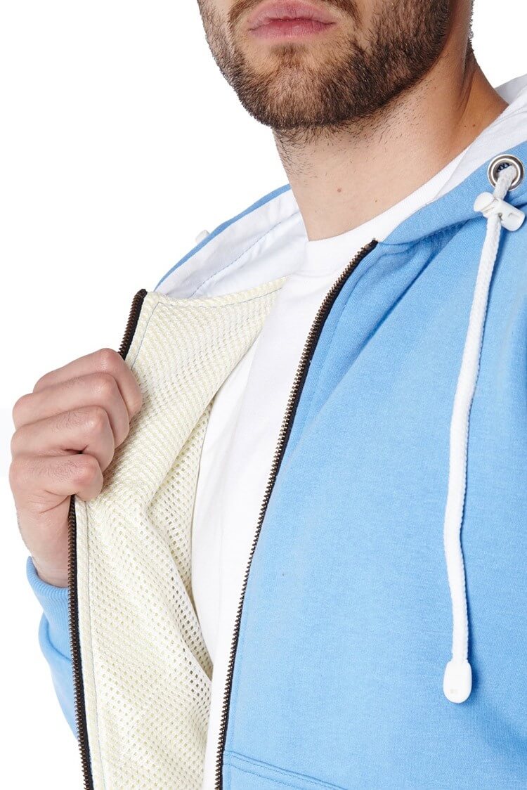 Knife Resistant Anti Slash Hooded Top in Blue