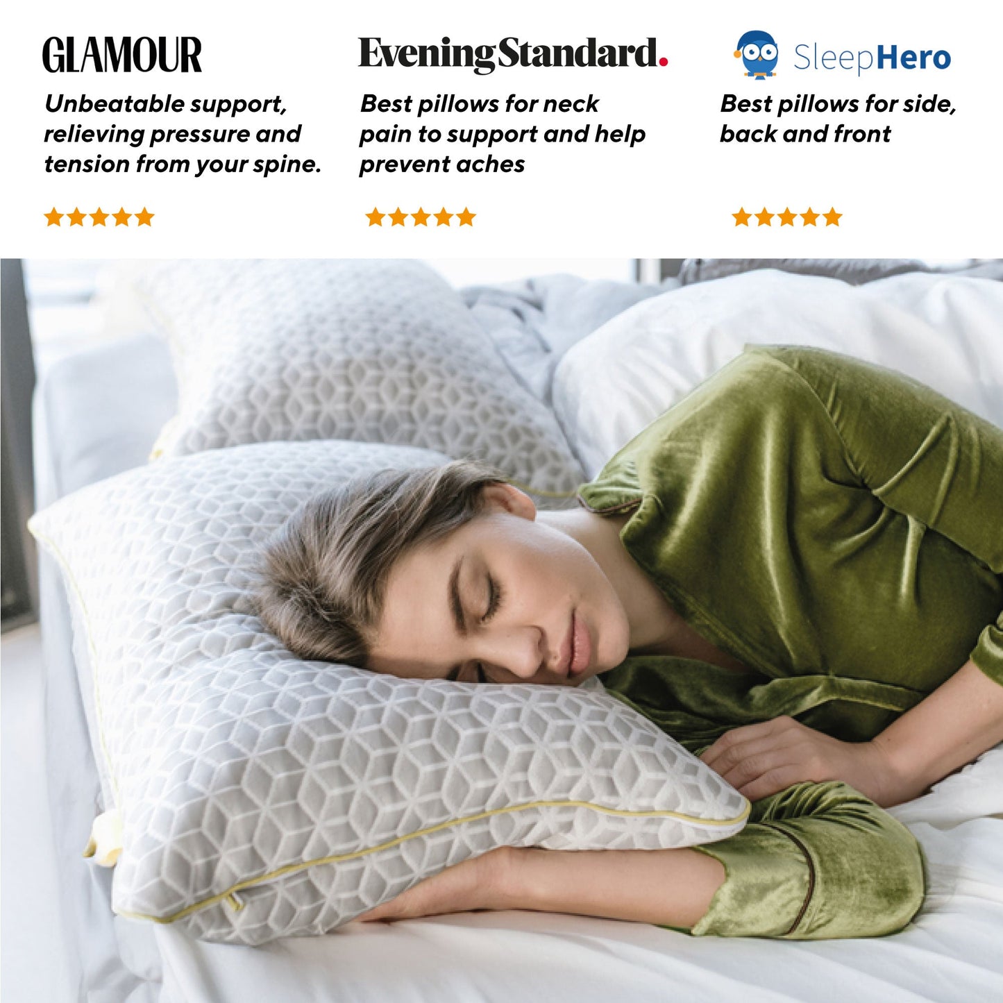 Brightr® Luna Adjustable Memory Foam pillow for neck & shoulder pains