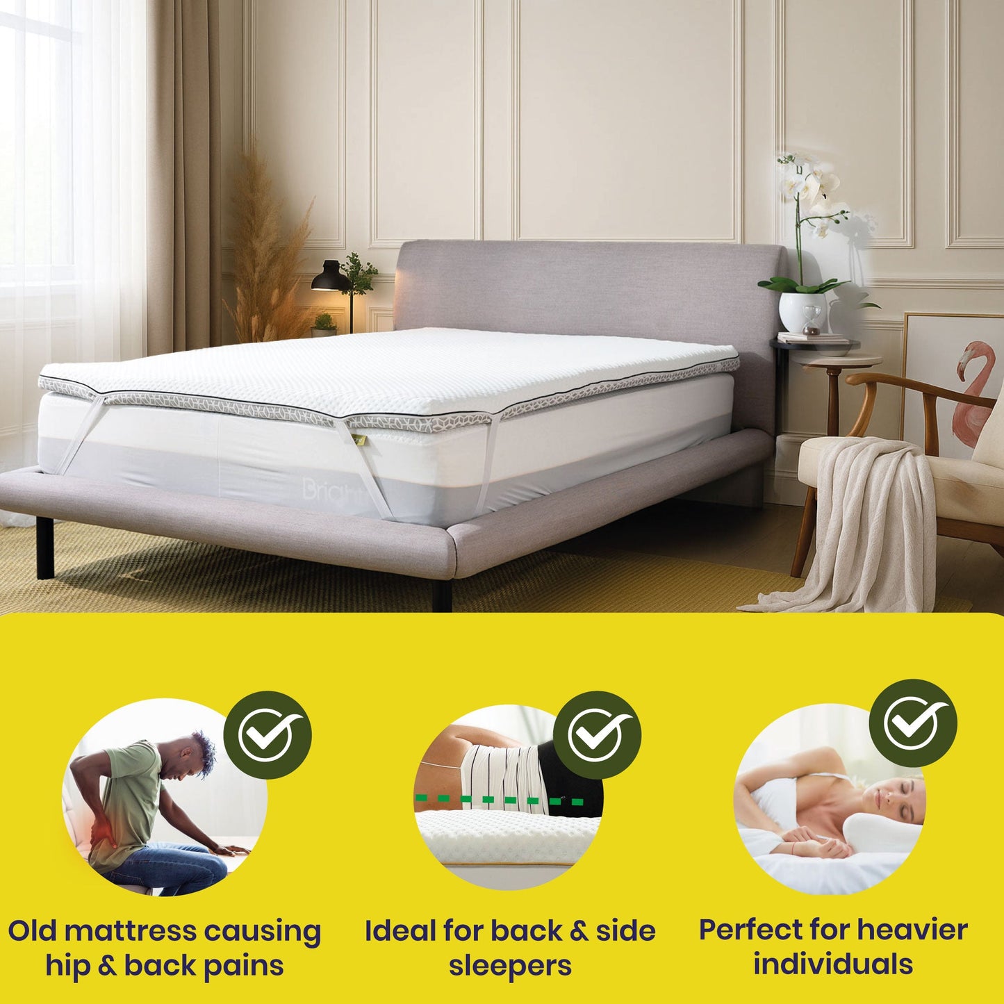Brightr®  Titan Deluxe 2 in 1 Mattress Topper  - Firm/Extra Firm