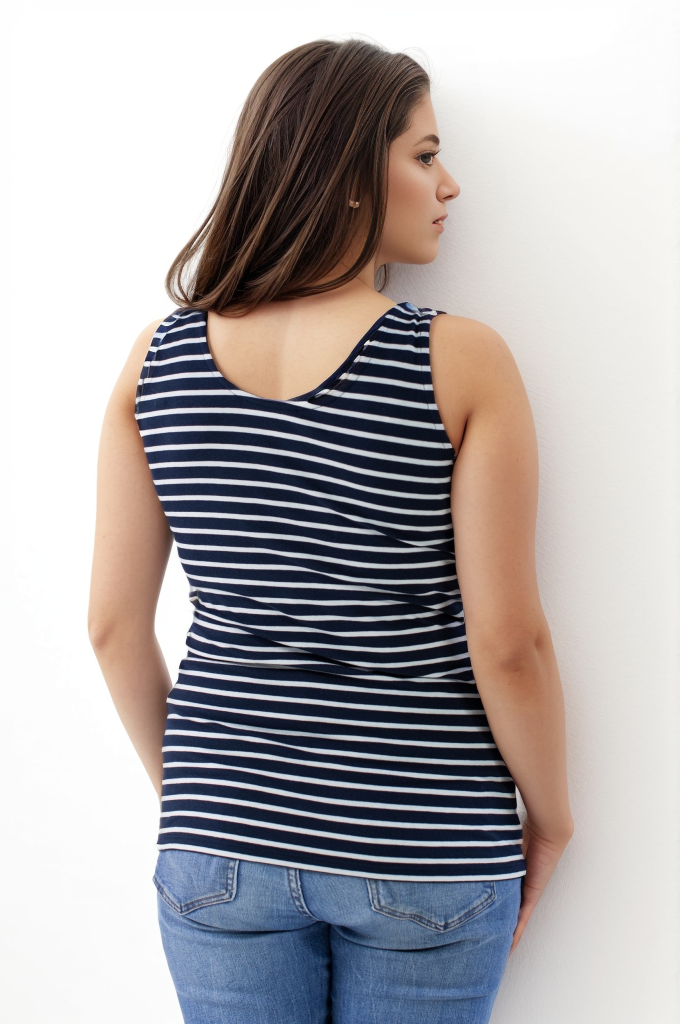 Nursing Vest In Navy/White Stripe