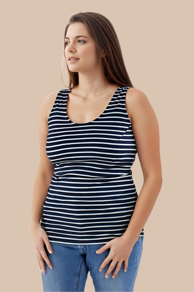 Nursing Vest In Navy/White Stripe