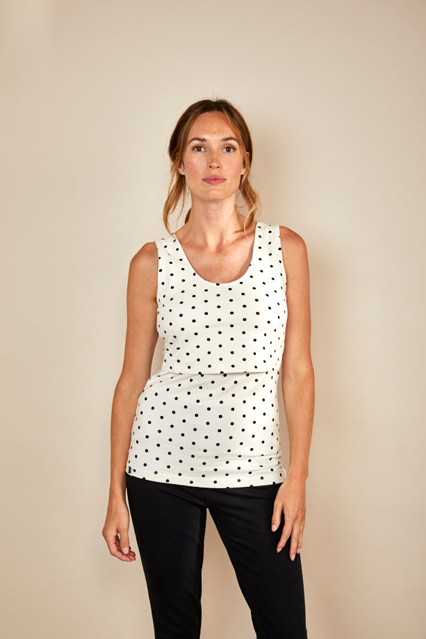 Nursing vest in White/Black Spots