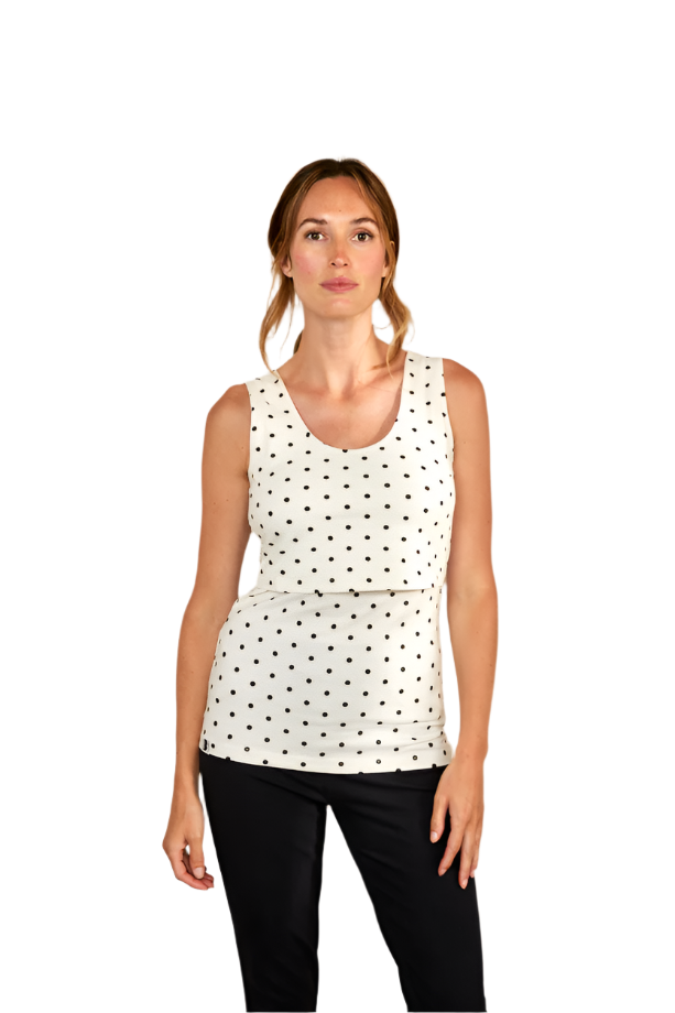 Nursing vest in White/Black Spots