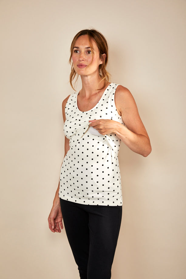Nursing vest in White/Black Spots