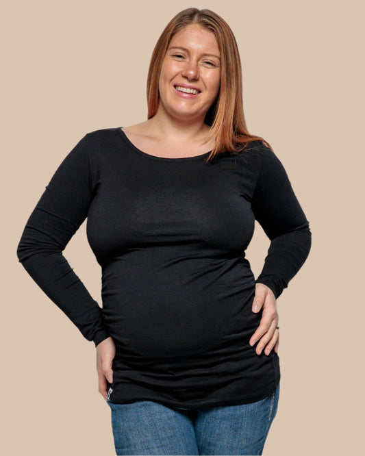 MATERNITY LONG SLEEVE TOP IN BLACK