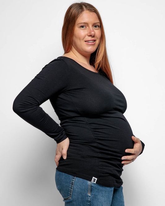 MATERNITY LONG SLEEVE TOP IN BLACK