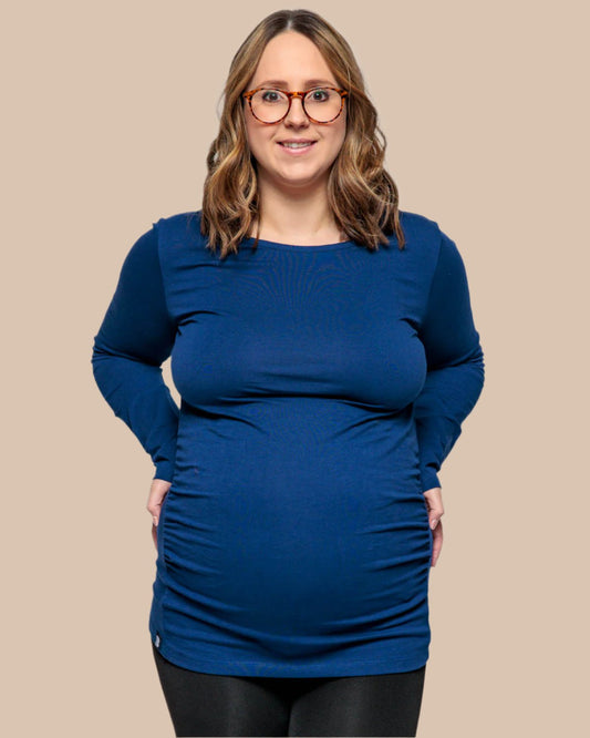 MATERNITY LONG SLEEVE TOP IN NAVY