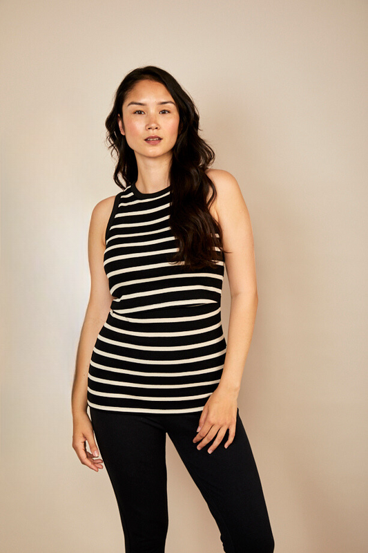 Bshirt Nursing Rib Racer Vest in Black Stripe