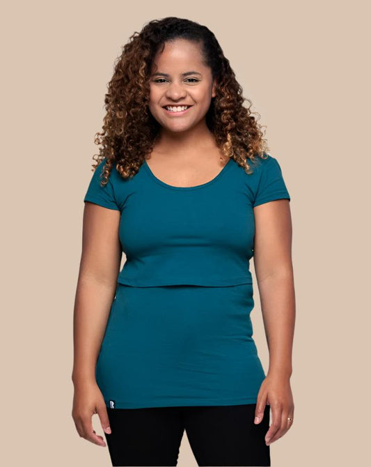 Nursing short sleeve t-shirt in Teal
