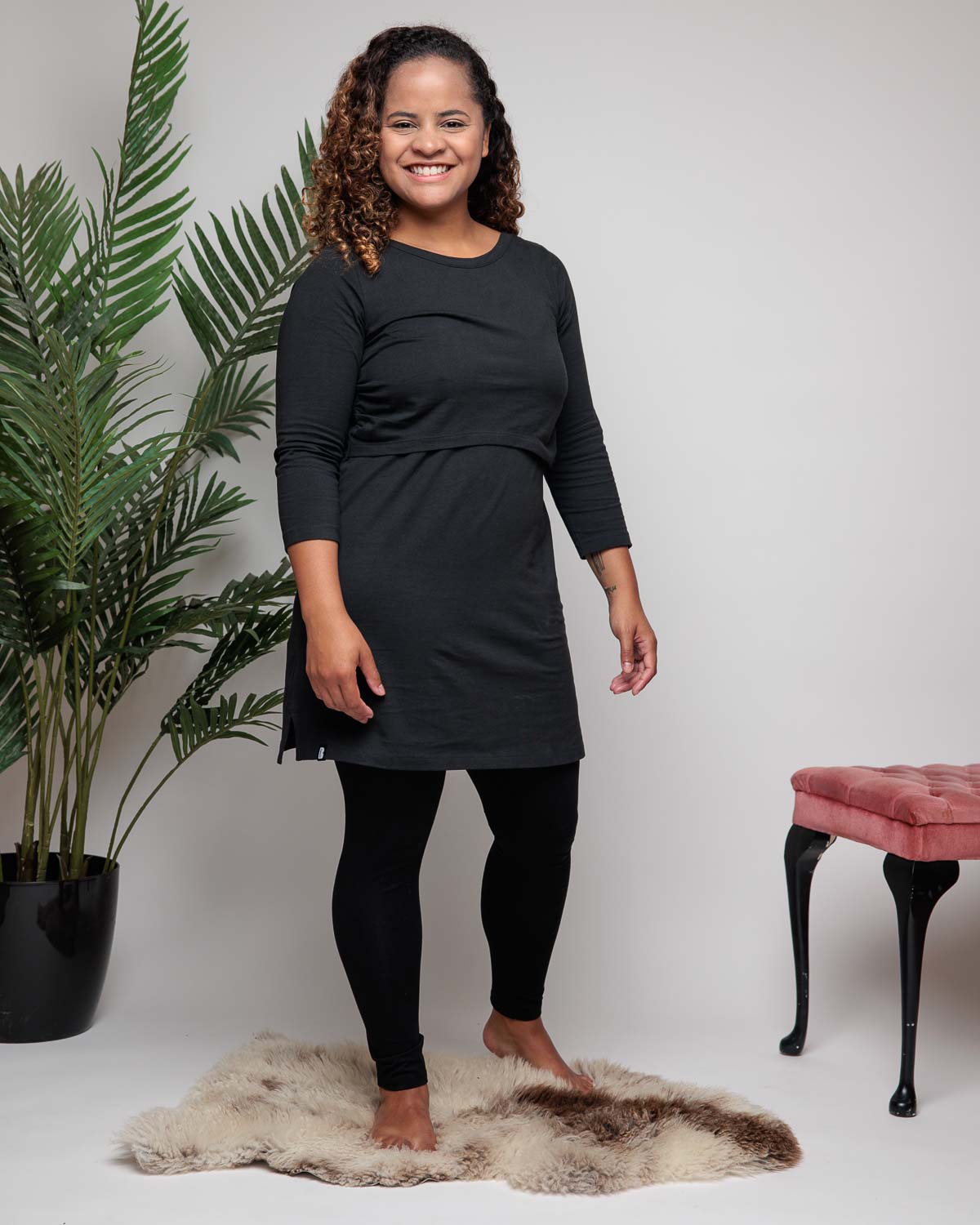 Nursing Tunic dress in Charcoal