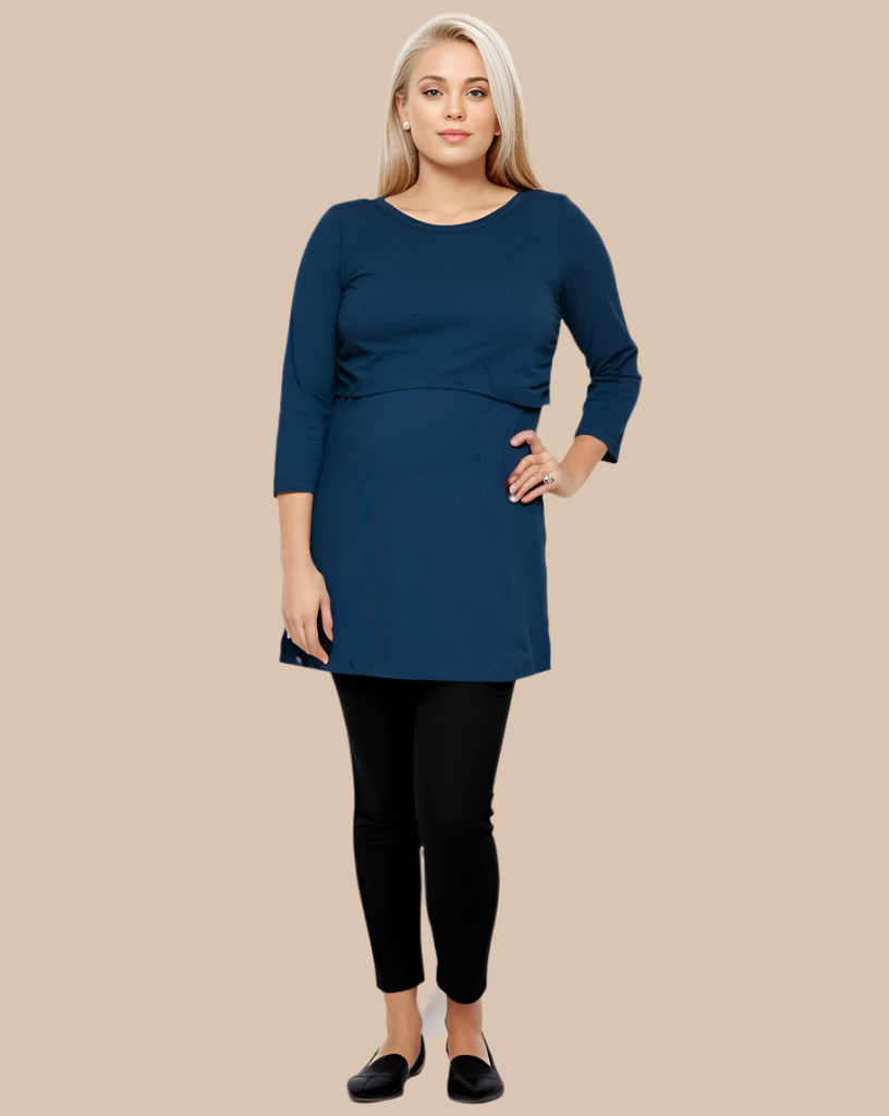 Nursing tunic dress in Navy