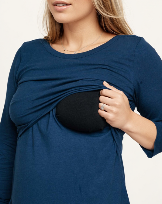 Nursing tunic dress in Navy